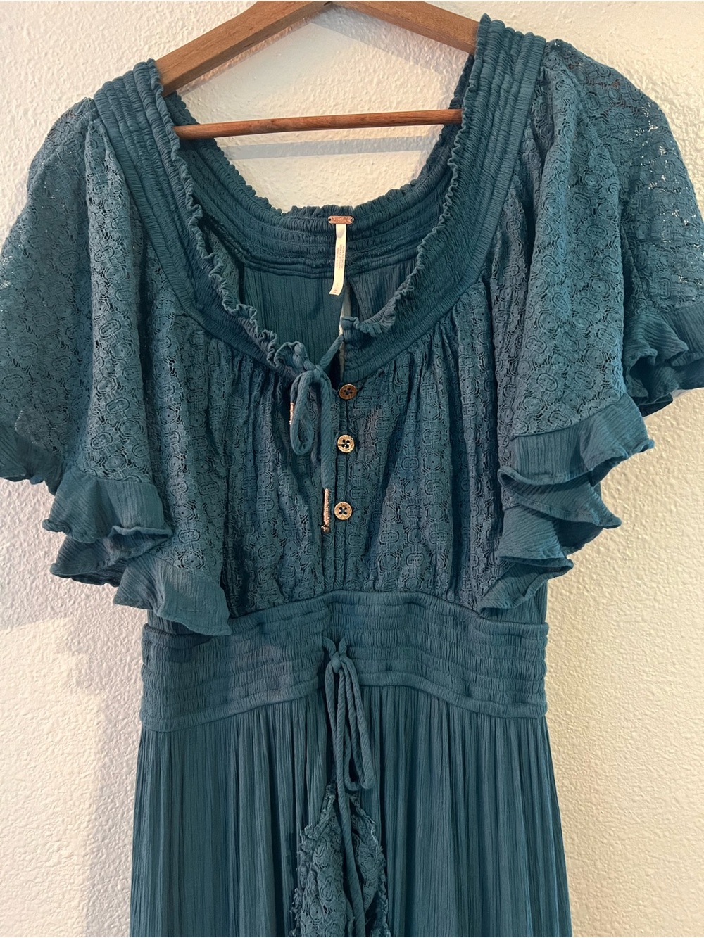 Free People Forest Green Tiered Maxi Dress - Picture 4 of 16